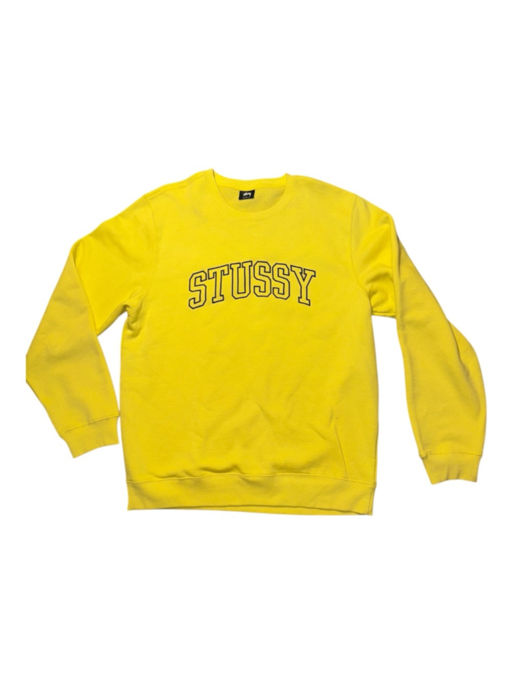 Stussy Yellow & Black Logo Sweatshirt Size Large